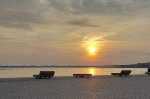 Sonnenaufgang auf Jettes Weg zur Arbeit als FÖJlerin im OZEANEUM (Foto: Jette Findeklee / Deutsches Meeresmuseum)